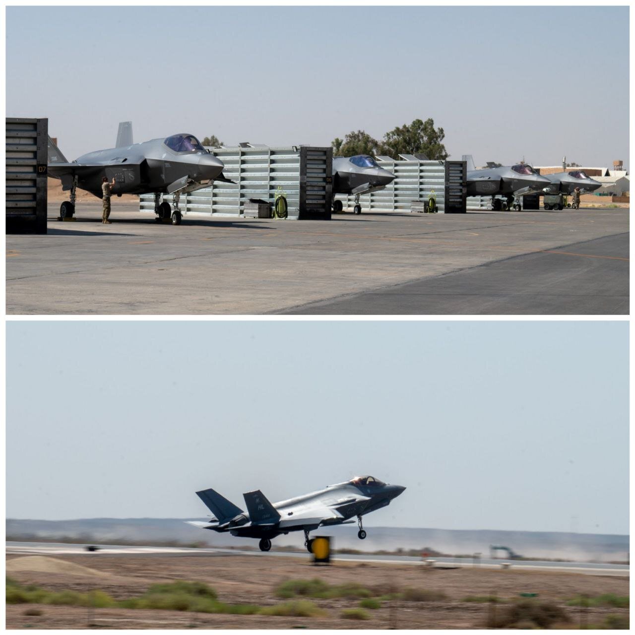 عکس | ورود هواپیماهای اف٣۵ آمریکا به خلیج فارس