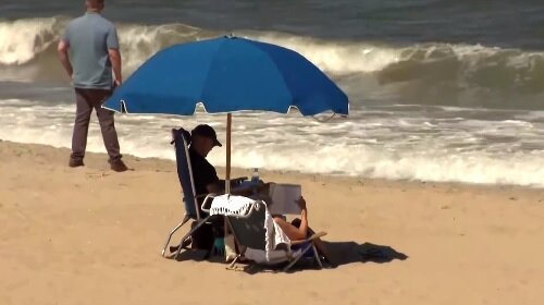 فیگور بایدن با مایو در کنار ساحل!/عکس