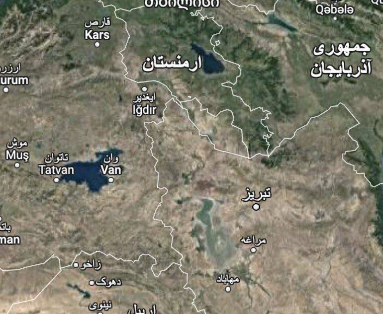 عکس | وضعیت اسفناک دریاچه ارومیه در مقابل دو خواهر خود در ترکیه و ارمنستان