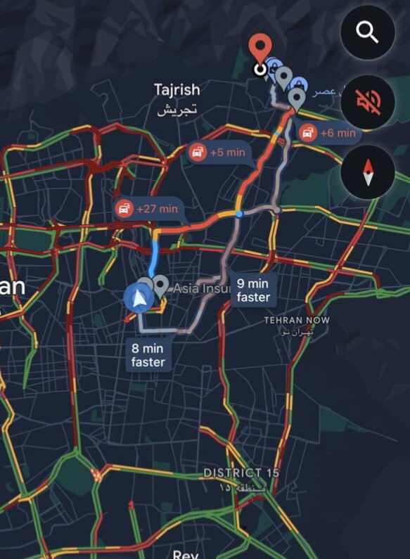 عکسی از ترافیک سنگین در معابر تهران