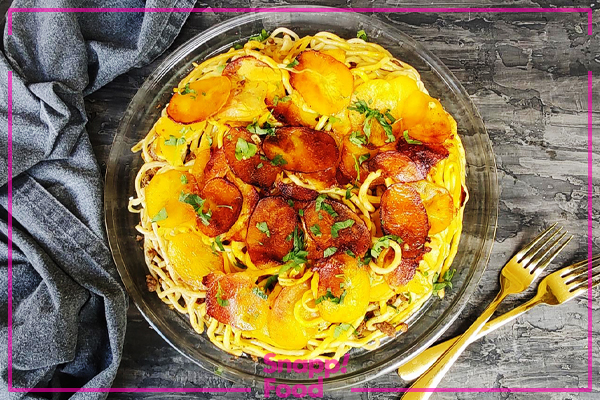 طرز تهیه ماکارونی با سویا و سیب زمینی در یک چشم بههم زدن