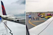 ببینید | تصادف دو هواپیما در فرودگاه بوستون از دید یک مسافر