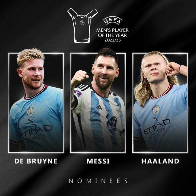 رقابت هالند و دی‌بروینه با مسی برای کسب عنوان مرد سال فوتبال اروپا