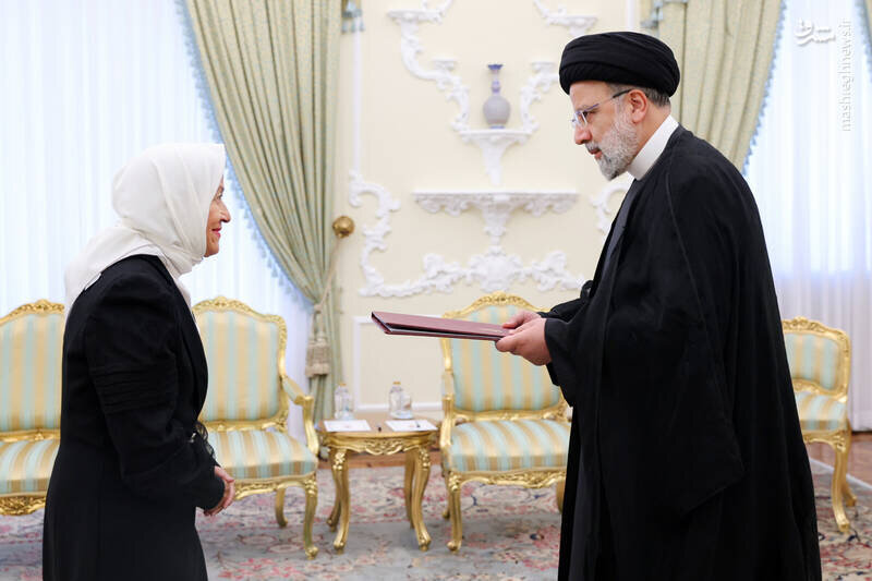 عکسی از حجاب متفاوت یک سفیر در دیدار با ابراهیم رئیسی