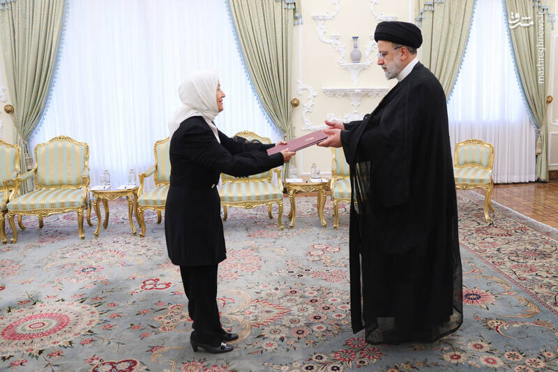 عکسی از حجاب متفاوت یک سفیر در دیدار با ابراهیم رئیسی