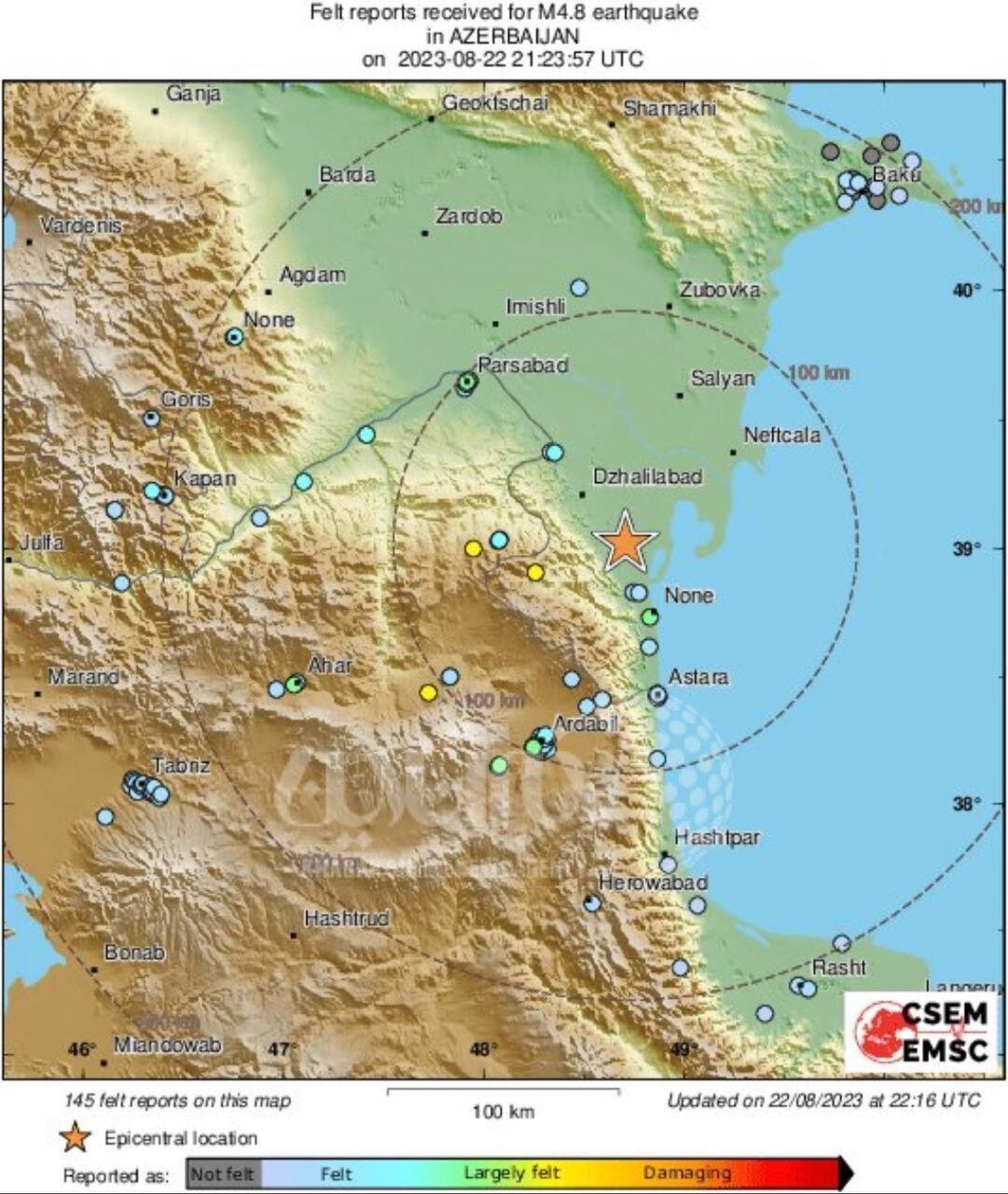 مرکز زلزله‌ نسبتا بزرگی که بامداد امروز در اردبیل و آذربایجان شرقی حس شد، کجا بود؟