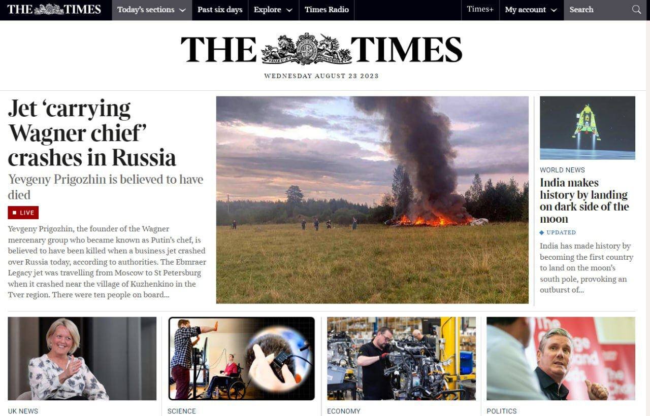 تیتر رسانههای مطرح جهان از مرگ رئیس واگنر/ تصاویر