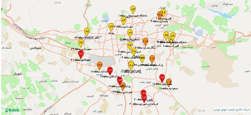 تنفس هوای « ناسالم » برای گروههای حساس در تهران