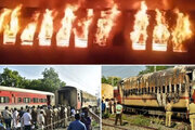 ببینید | اولین تصاویر از آتش‌سوزی دلخراش قطار مسافربری در هند