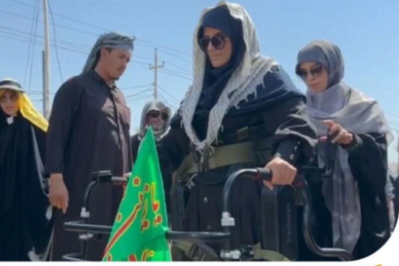 ببینید | حضور بانوی دارای ضایعه نخاعی در راهپیمایی اربعین