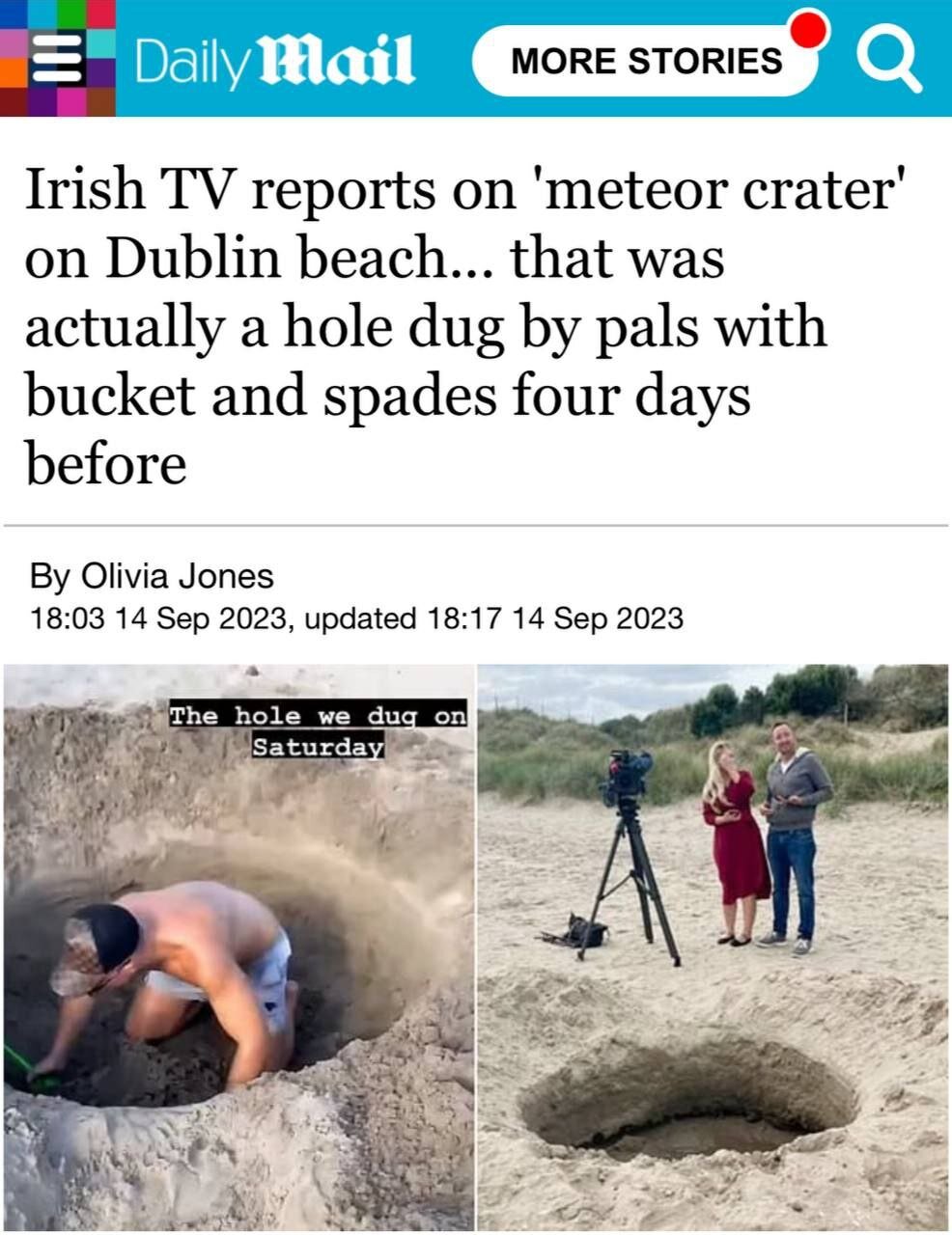 ماجرای خندهدار حفرهای در ساحل که قرار بود یک «رویداد کیهانی» بزرگ باشد/ عکس