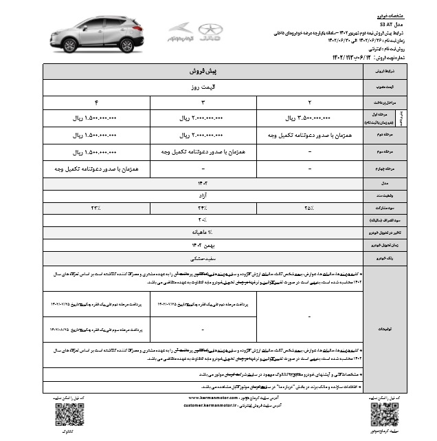 امکان خرید خودروهای S3، S5، J4 و J7 به صورت اقساطی و باشرایط ویژه
