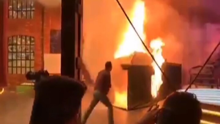 ببینید | آتش‌سوزی وسط برنامه «میدون» در صداوسیما