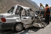 عکس | منهدم شدن پراید در پی حادثه رانندگی شدید در محور گیلان‌غرب
