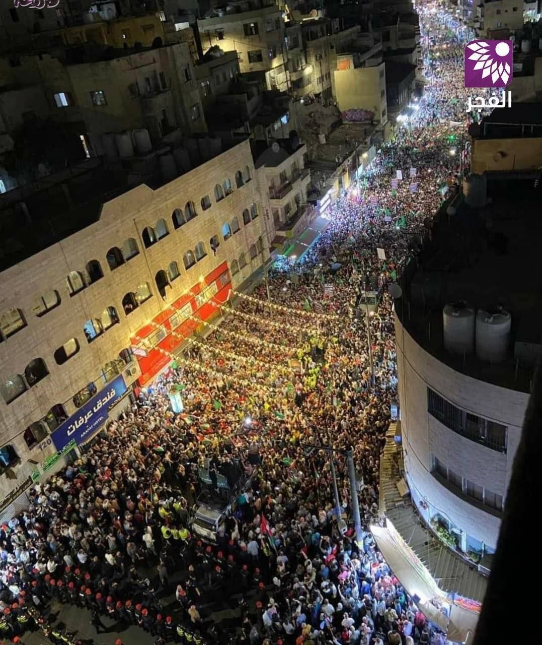 عکس | تصویری از جمعیت گسترده حامیان فلسطین در اردن
