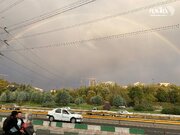 ببینید | رخ‌نمایی رنگین‌کمان در جاده الموت استان قزوین