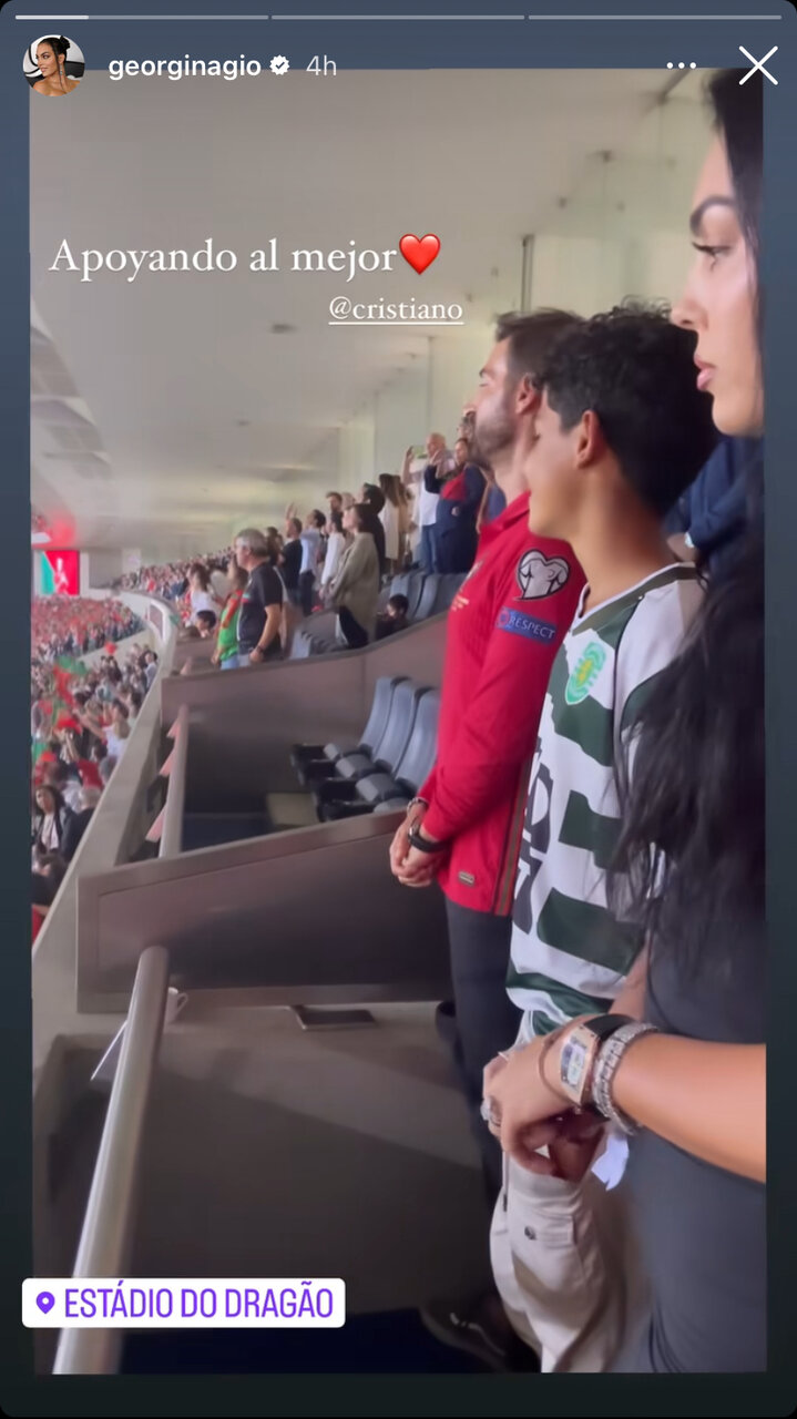عکس| جورجینا تماشاگر شب تاریخی رونالدو؛ استوری عاشقانه برای Cr7
