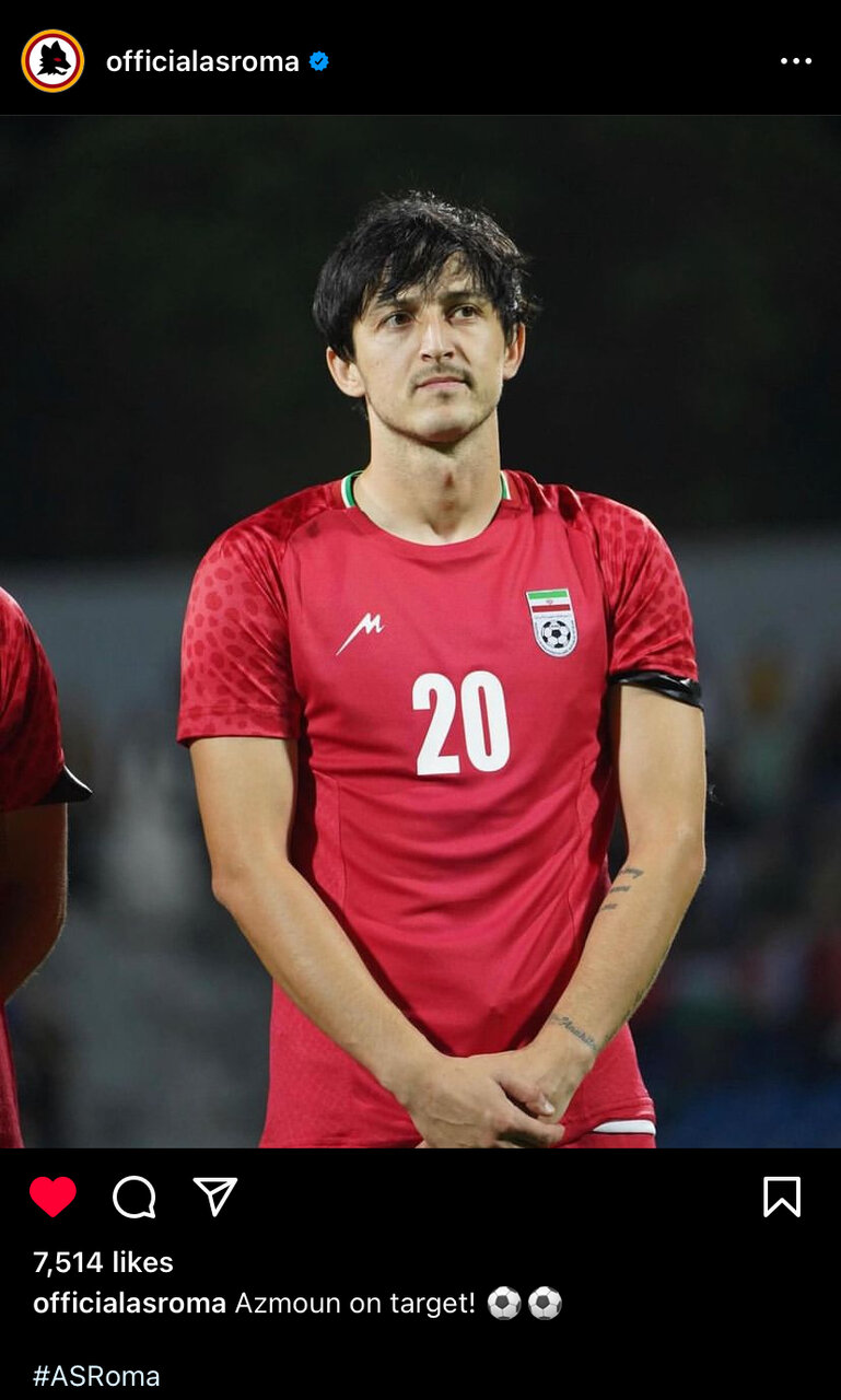 عکس| واکنش باشگاه رم به درخشش سردار در تیم ملی