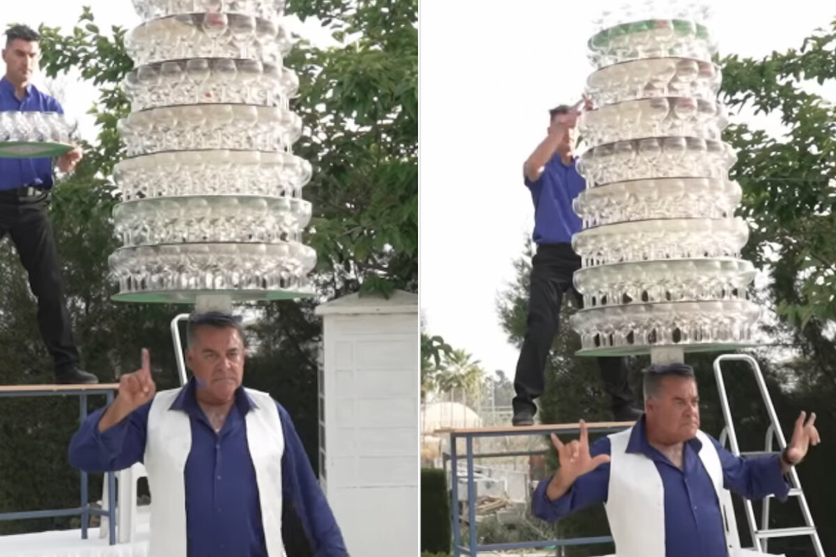 تازهترین رکورد گینس؛ رقصیدن با بیش از ۳۰۰ لیوان شیشهای روی سر!/ عکس