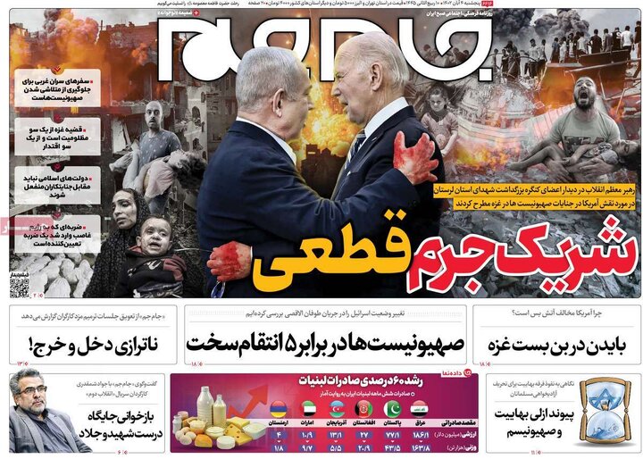 صفحه اول روزنامه های 5شنبه 4 آبان 1403 10