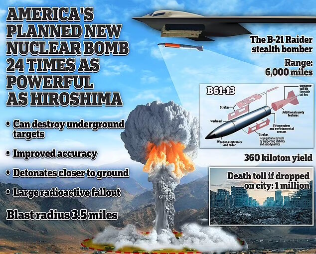 سلاح کشتار جمعی جدید آمریکا/ ۲۴ برابر قوی‌تر از بمب اتمی هیروشیما/ عکس