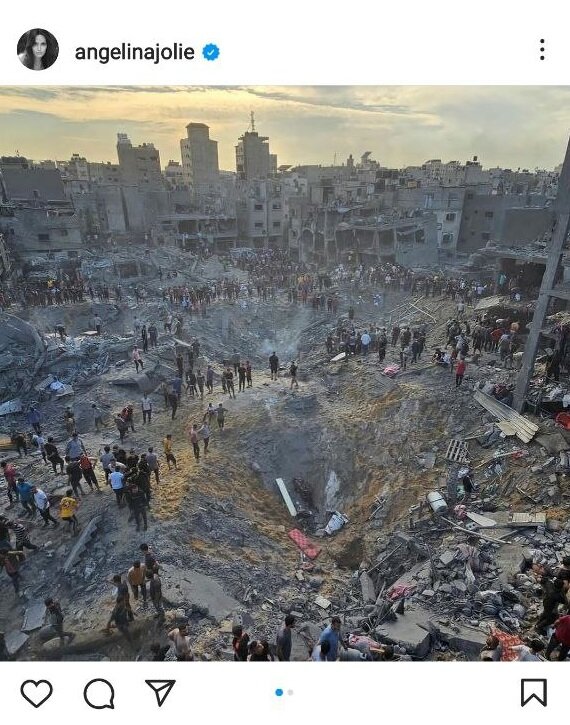 تصویری عجیب از ویرانی‌های غزه که آنجلینا جولی منتشر کرد
