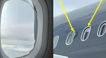 پرواز هواپیما، با دو پنجره شکسته