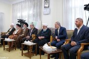 تصاویری از اعضای شورای نگهبان در دیدار با رهبر انقلاب/ جنتی در صدر مجلس نشست