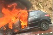 ببینید | تصادف و آتش‌سوزی یک دستگاه خودروی ۲۰۶ در جاده امامزاده داوود
