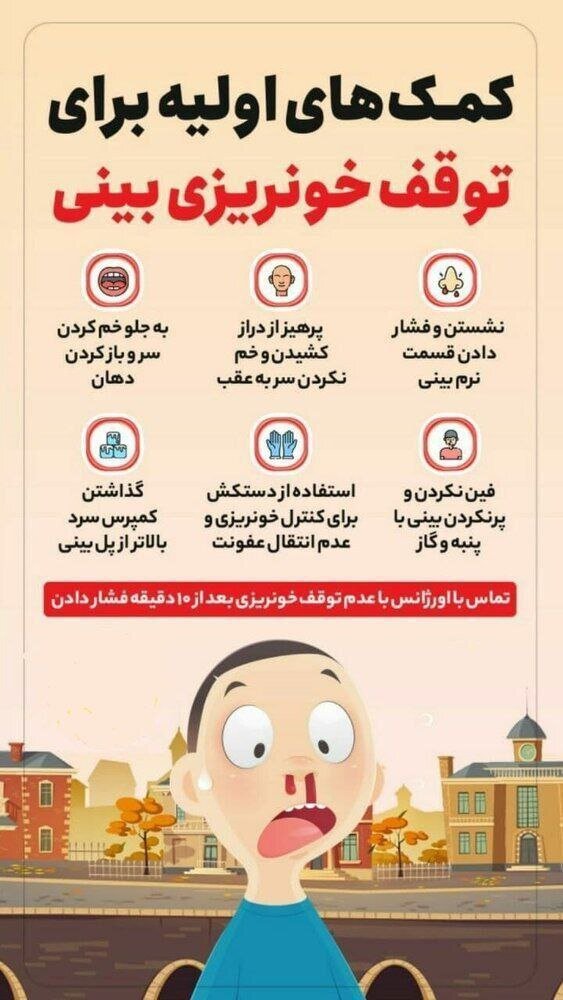 اینفوگرافیک | کمکهای اولیه برای توقف خونریزی بینی