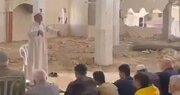 ببینید | برگزاری نماز جمعه در مسجد تخریب شده در غزه
