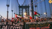 ببینید | تظاهرات بی‌سابقه و پرجمعیت مردم نیویورک در حمایت از غزه روی پل منهتن