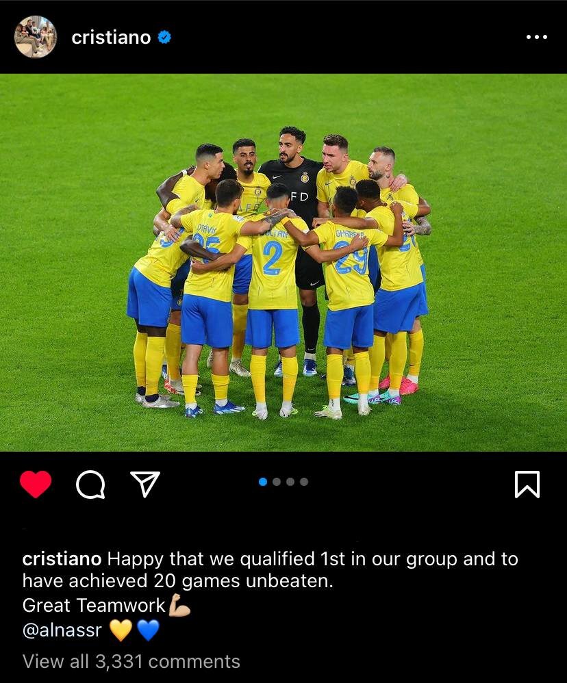 عکس| پست اینستاگرامی رونالدو پس از بازی با پرسپولیس