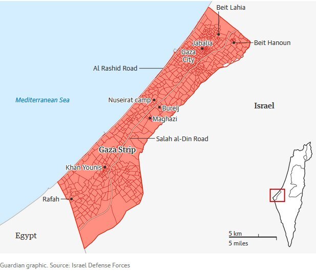 نقشه جدید اسرائیل از تقسیم بندی غزه برای اخراج فلسطینیان/عکس