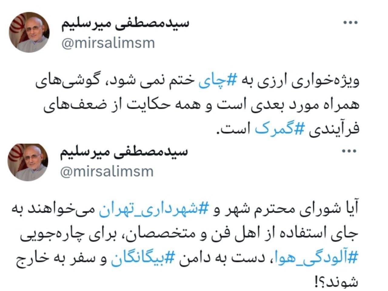 میرسلیم: ویژه خواری ارزی به چای ختم نمی شود /تلفن همراه مورد بعدی است