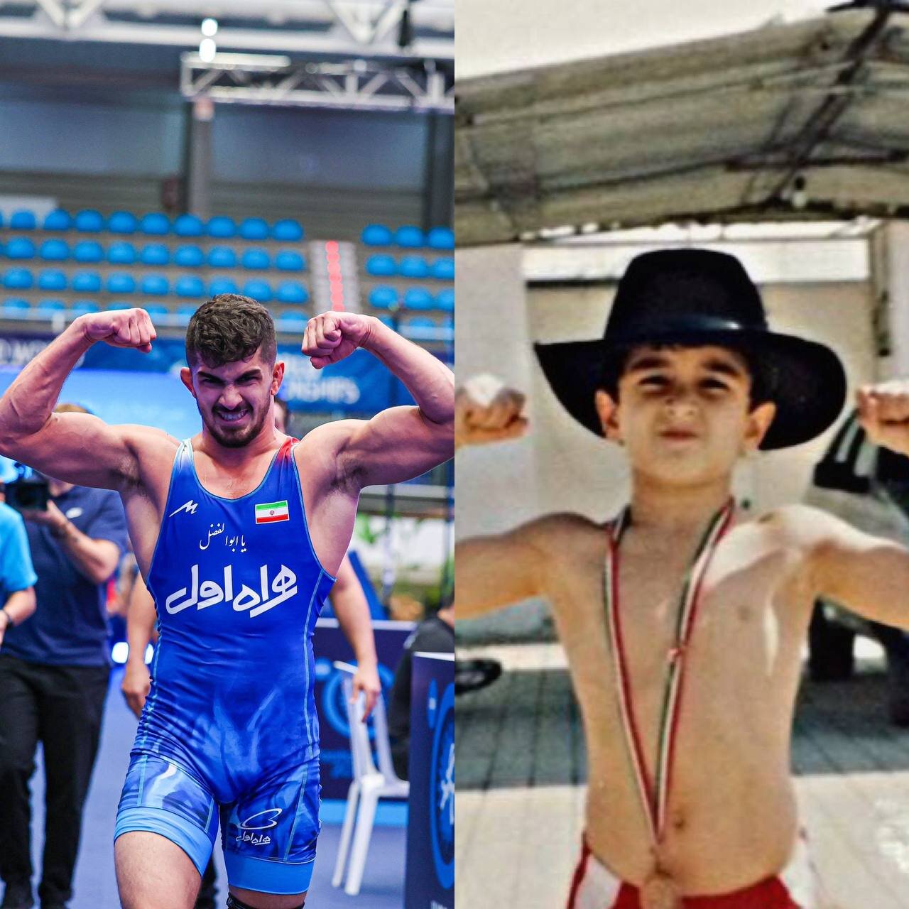 عکس| یزدانی با دوبنده کشتی فیگور قهرمانی گرفت