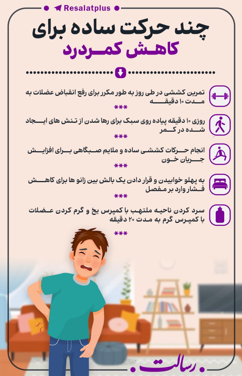 چند حرکت ساده برای درمان کمر درد