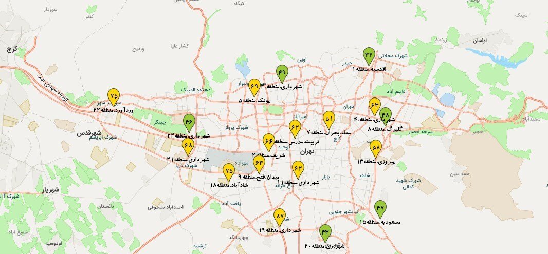 آخرین وضعیت کیفیت هوای تهران