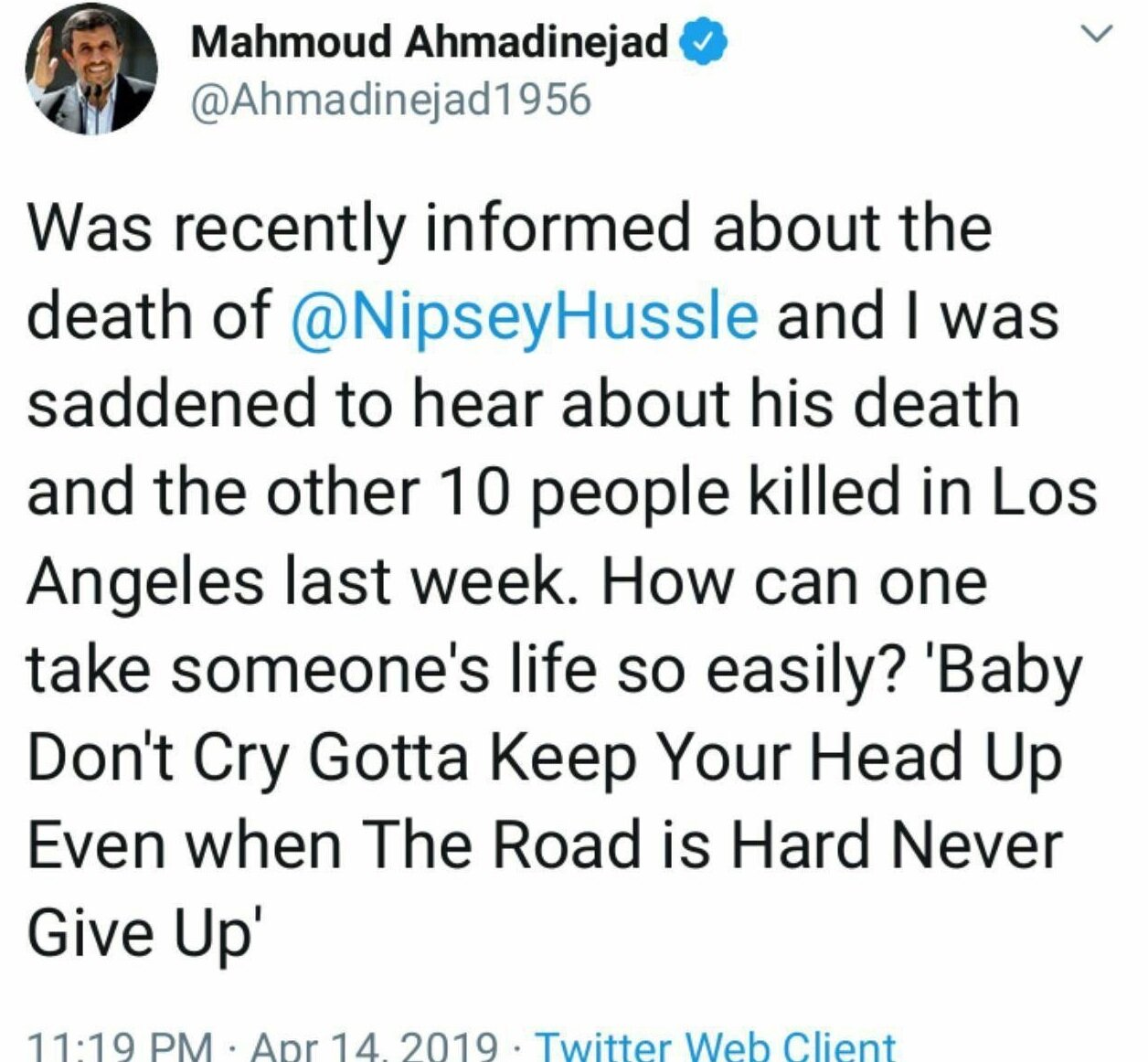 سکوتِ شرم آور محمود احمدی نژاد در مقابل حمله تروریستی کرمان و شهادت دختر کاپشن صورتی /خواننده زن هندی برای او مهم است اما کودکان غزه نه!