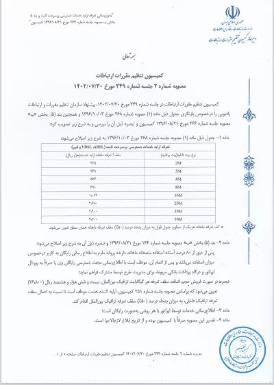 نرخ اینترنت ثابت افزایش یافت/ رشد قیمت تا ۳۴ درصد