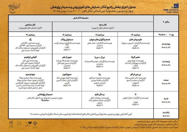 اعلام برنامه های چند بخش از جشنواره تئاتر فجر 2