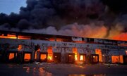 ببینید | آتش‌سوزی بزرگ در انبار نفت در کلینتسی منطقه بریانسک روسیه