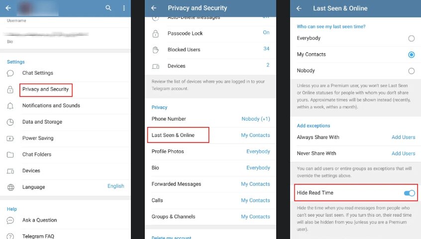 روش مشاهده زمان دقیق خوانده شدن پیام در تلگرام