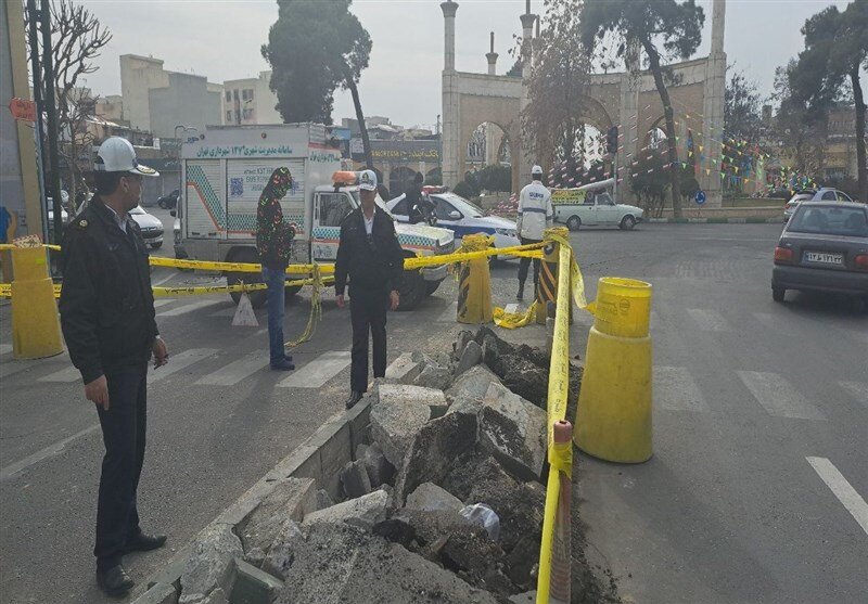 نشست آسفالت در خیابان کارگر؛ ایجاد محدودیتهای ترافیکی/ عکس