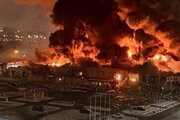 ببینید | تصویری جدید از حجم آتش‌سوزی مهیب یک کارخانه در کردستان عراق