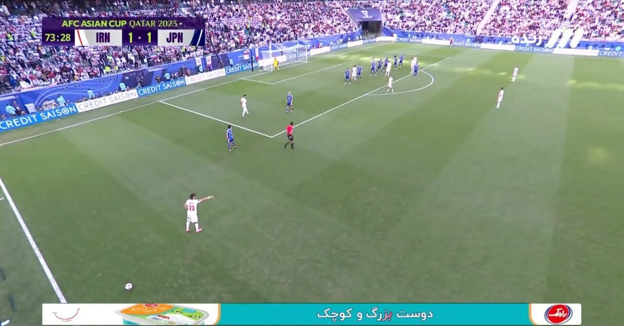 تلویزیون حین بازی ایران - ژاپن ۱۳۰ تبلیغ نمایش داد