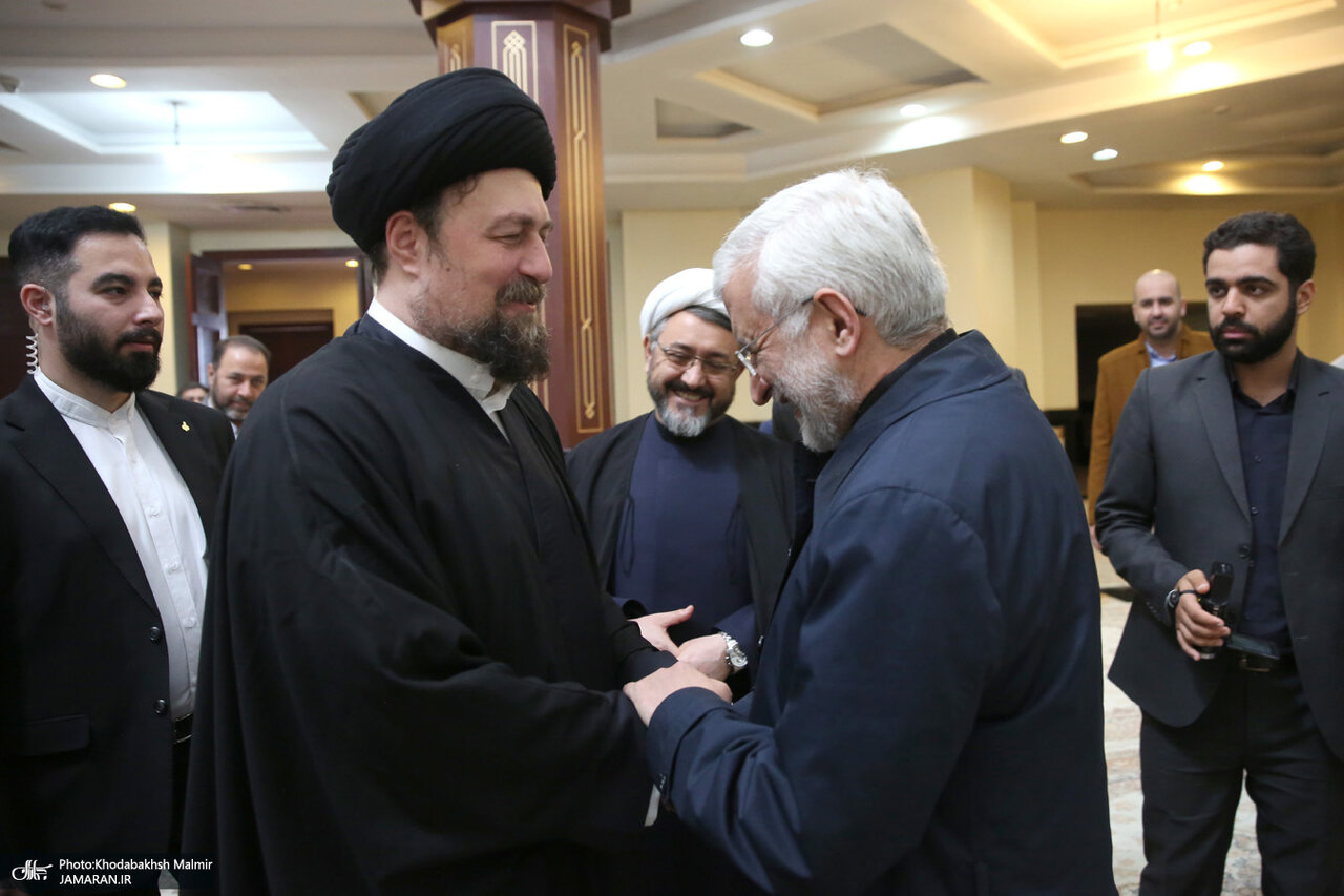 خندههای سعید جلیلی در کنار سیدحسن خمینی/ لاریجانی و عارف هم آمدند +عکس