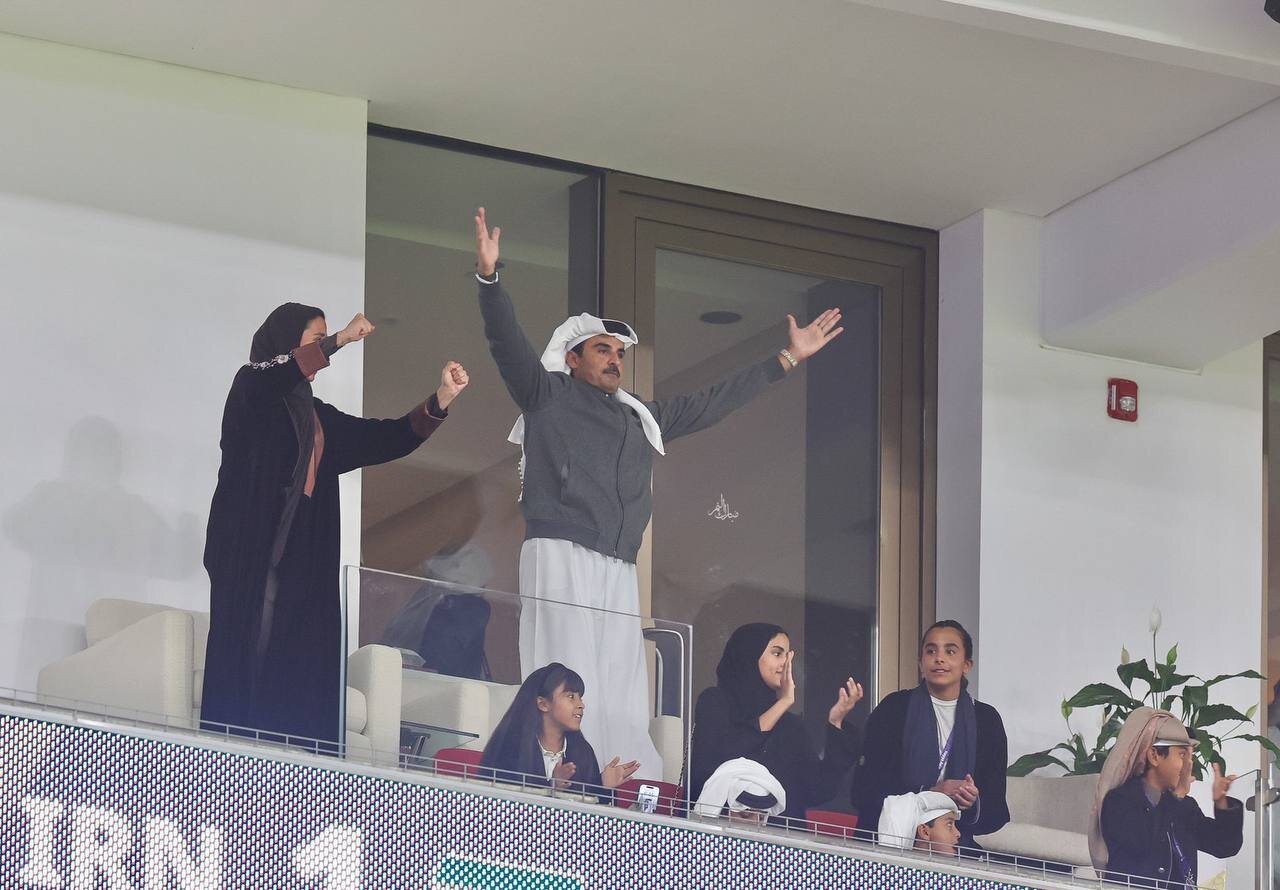 عکس| شادی جالب امیر قطر پس از سوپرگل اکرم عفیف