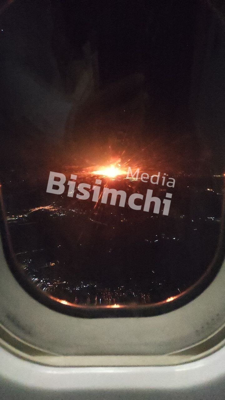 عکس | شدت انفجار خط لوله گاز از فراز آسمان از داخل هواپیما