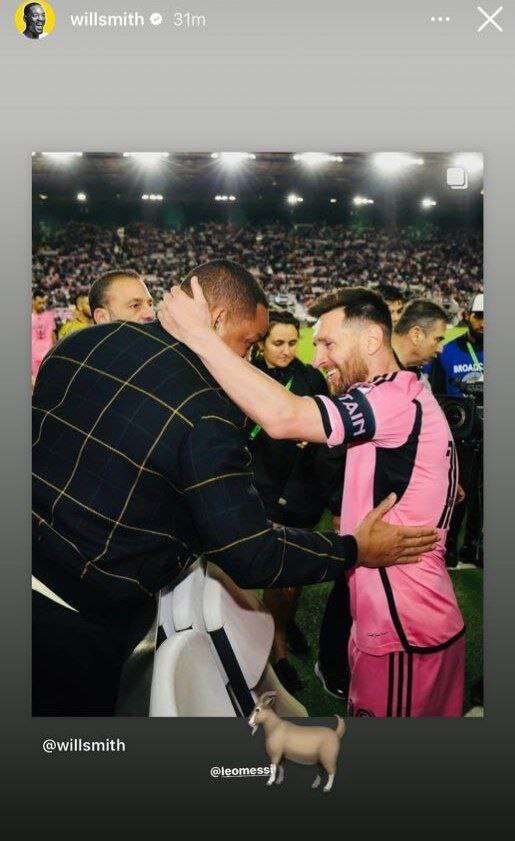 عکس| دیدار مسی و ستاره هالیوود در آمریکا؛ استوری برنده اسکار برای نابغه آرژانتینی!